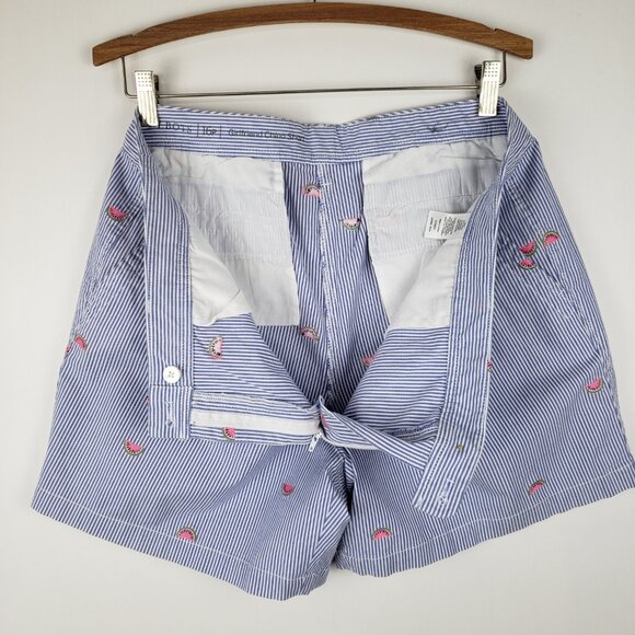 Talbots Girlfriend Chino Shorts Blue White Stripe Watermelon Embroidered 16P - Picture 4 of 6